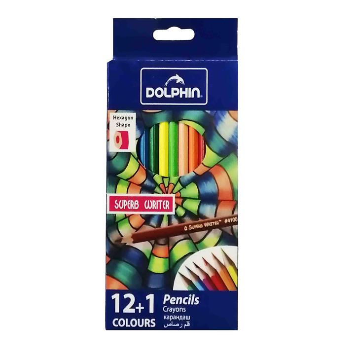 مداد رنگی 12+1 رنگ دلفین مدل SUPERB WRITER